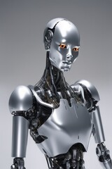 3D rendering cyborg with robot 3D rendering cyborg with robot robot with metal face