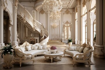 Luxurious interior with elegant decor and exquisite furniture. Generative AI