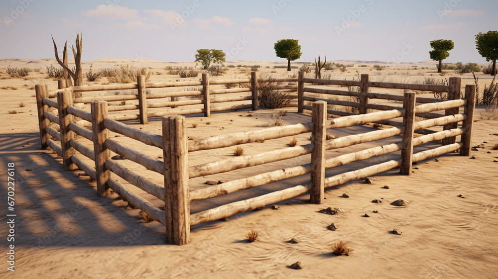 Wall mural Fence for livestock made of wood