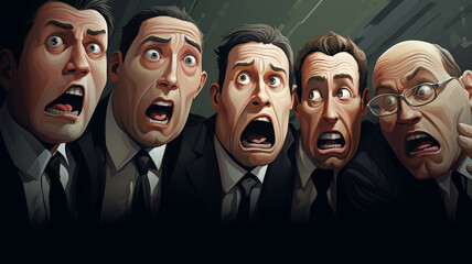 Bunch of scared business men