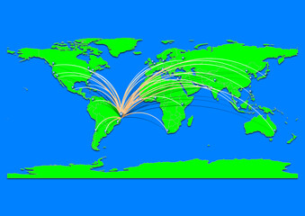 Naklejka premium Canavieiras, Brazil map - Concept map for Canavieiras, Brazil on World map. Suitable for export concepts. File is suitable for digital editing and prints of all sizes.