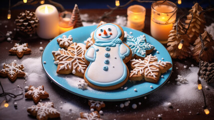 Christmas winter cookie, gingerbread buscuits, xmass baked cake