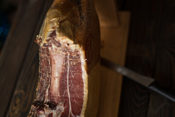 Top view of whole Serrano ham