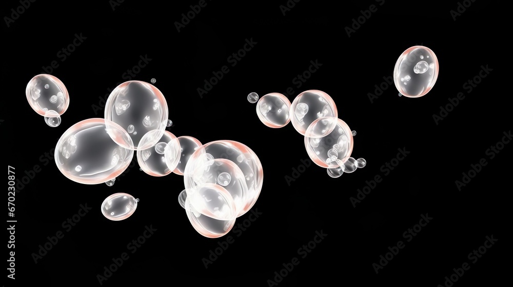 Poster 3d render of soap bubbles isolated with transparent