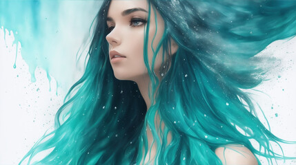 portrait of a woman with blue hair