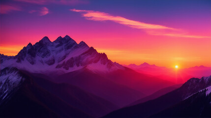 sunset in the mountains, landscape