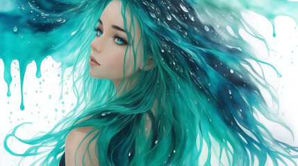 portrait of a woman with blue hair