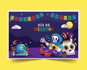 hand drawn dia de muertos festival background design vector illustration