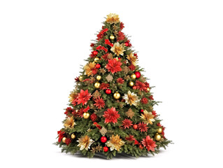 Decorated Christmas tree isolated on white background