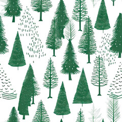 christmas seamless pattern with christmas tree on a white background