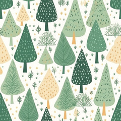 christmas seamless pattern with christmas tree on a white background
