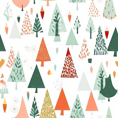 christmas seamless pattern with christmas tree on a white background