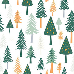 Obraz premium christmas seamless pattern with christmas tree on a white background