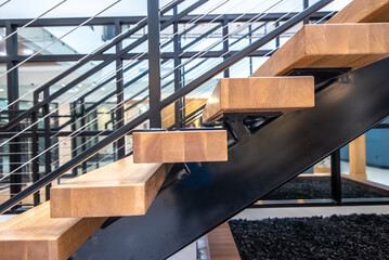 indoor stair and railing details close up