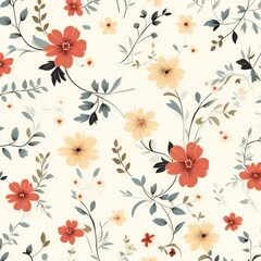 seamless pattern with flowers - generative ai