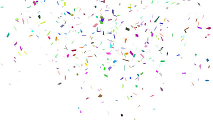 Multicolor confetti falling down, party popper PNG. Create birthday and party decoration concept. 