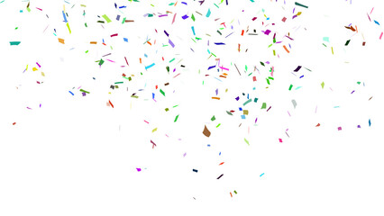 Multicolor confetti falling down, party popper PNG. Create birthday and party decoration concept. 