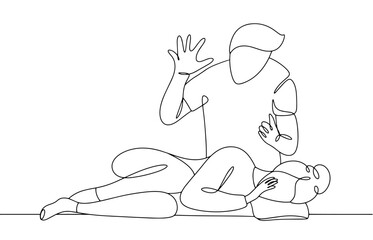  Aggression. Man. Woman. One line