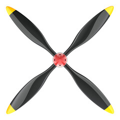 Airplane propeller with 4 blades, 3D rendering isolated on transparent background © alexlmx