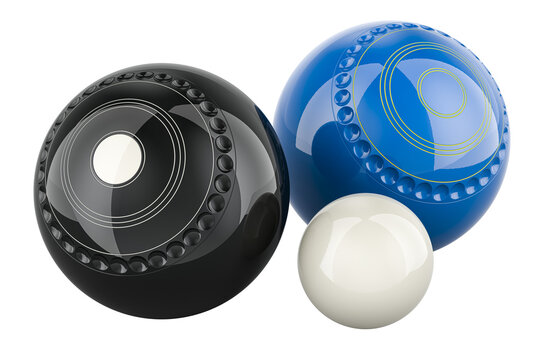 Lawn bowls and jack, 3D rendering isolated on transparent background