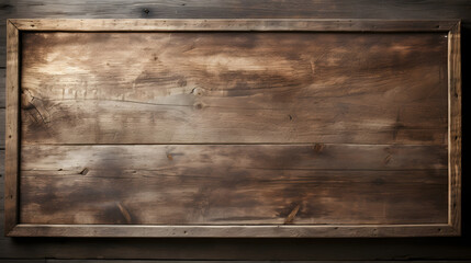 Vintage wooden frame on a wood wall