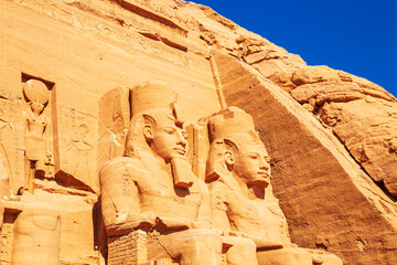 Abu Simbel, the Great Temple of Ramesses II, carved into the rock.