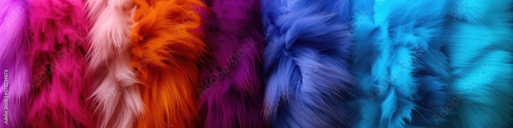 Poster a colorful pile of fur with different colors. generative ai.
