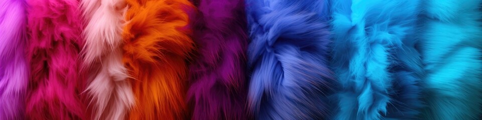 A colorful pile of fur with different colors. Generative AI.