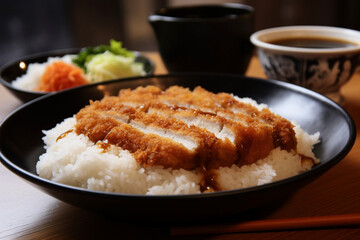 Pork katsu with steam rice generative AI