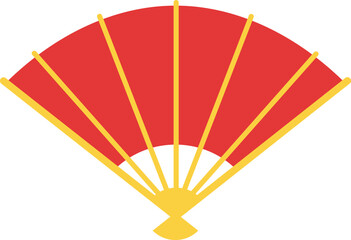Red paper folding fan, Lunar New Year icon.