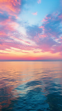 sunset with different colors sky, blue ocean, realistic photograph © Mix Creative