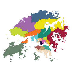 Fototapeta na wymiar Hong Kong map. Map of Hong Kong in administrative regions