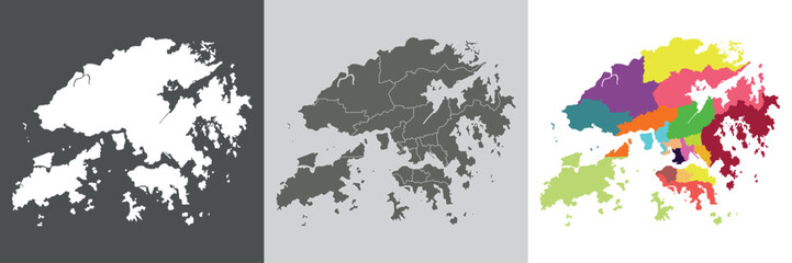 Hong Kong map. Map of Hong Kong in set
