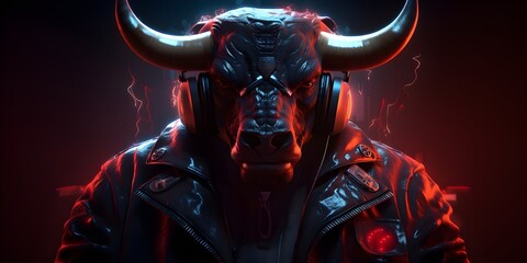 "Cyber Stampede: The Bull in the Beat" | Background Design | AI Generated Artwork