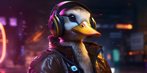 "Ducktronica: Quacking into the Future" | Background Design | AI Generated Artwork