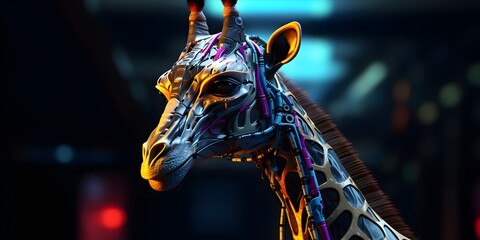 "Cybernetic Serenity: The Hip Giraffe in the Machine" | Background Design | Generative AI Artwork