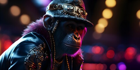 "Chimp-Chip Chronicles: Ape into the Future" | Background Design | Generative AI Artwork