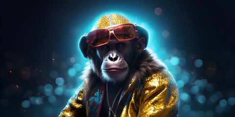 "Chimp-Chip Chronicles: Ape into the Future" | Background Design | Generative AI Artwork