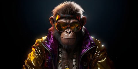 "Chimp-Chip Chronicles: Ape into the Future" | Background Design | Generative AI Artwork