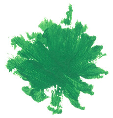 Watercolor brush stroke of green paint, on a white isolated background