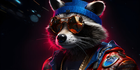 "Mechanized Mischief: The Cyborg Raccoon" | Background Design | AI Generative  AI Artwork