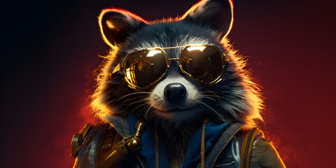 "Mechanized Mischief: The Cyborg Raccoon" | Background Design | AI Generative  AI Artwork