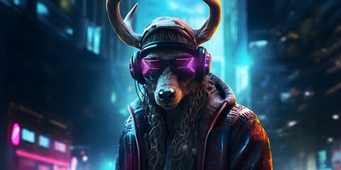 "Reinvent the North: Futuristic Antlers and Beats" | Background Design | AI Generated Artwork