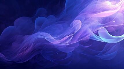 An abstract composition featuring vibrant swirls of luminous lavender and deep indigo, evoking a...