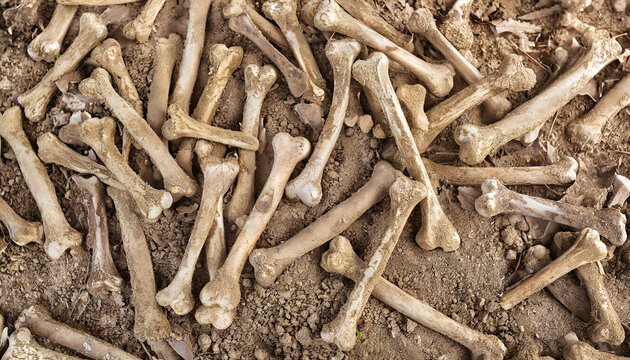 Human skulls and bones found in tombs