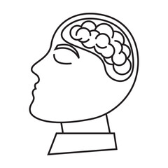 Relaxed brain outline icon, mental health vector graphic