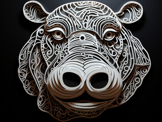Cut Paper Art of a Hippo