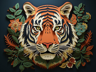 Cut Paper Art of a Tiger