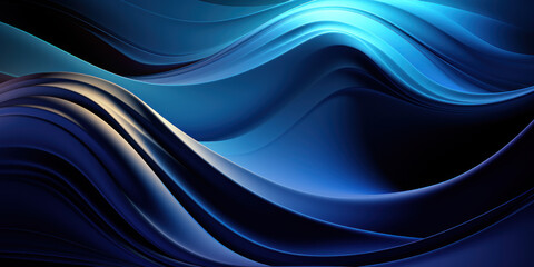 Abstract metallic shiny blue lines on black background