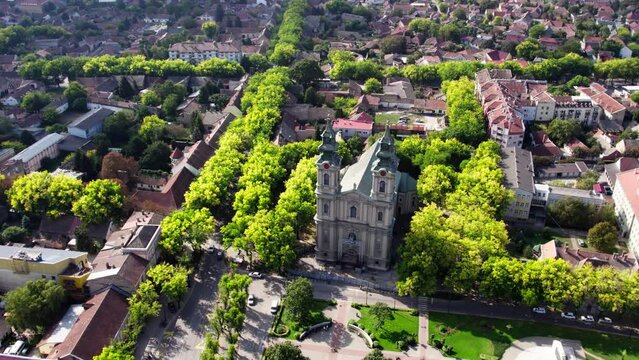 Subotica, Serbia St. Theresa of Avila Cathedral. High quality 4k footage